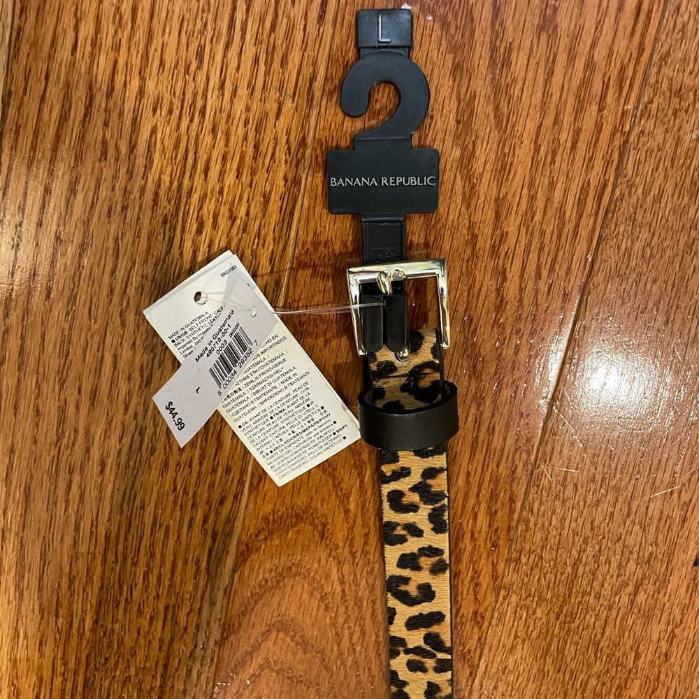 Banana Republic Animal Print Belt with Silver Buckle